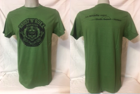 T-shirt verde militare da uomo 'RRUST 'N' ROLL
